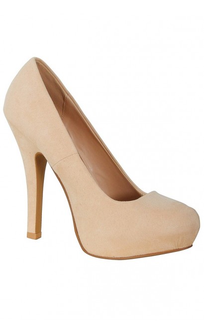 Nicole Suede Hidden Platform Pump in Nude